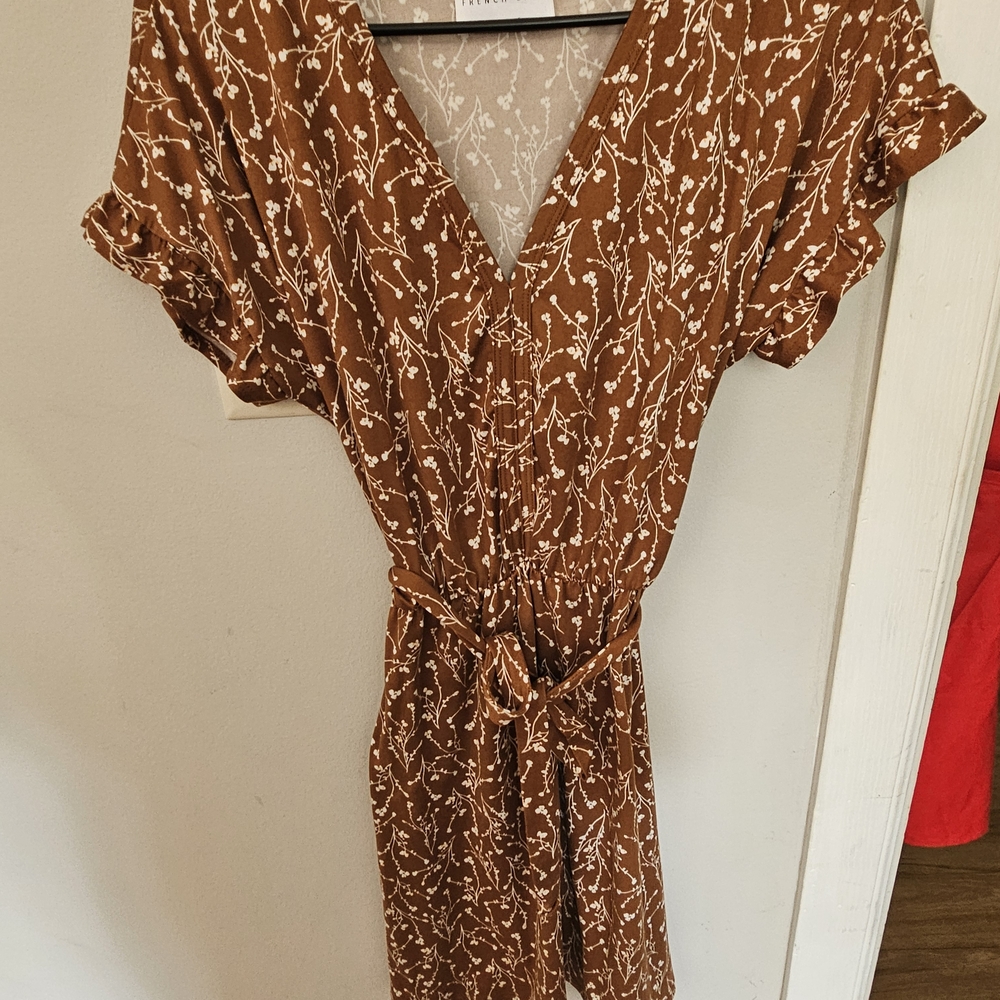 Chestnut "FRENCH GREY' Floral Women's Dress Brushed Cozy NEW NO TAGS